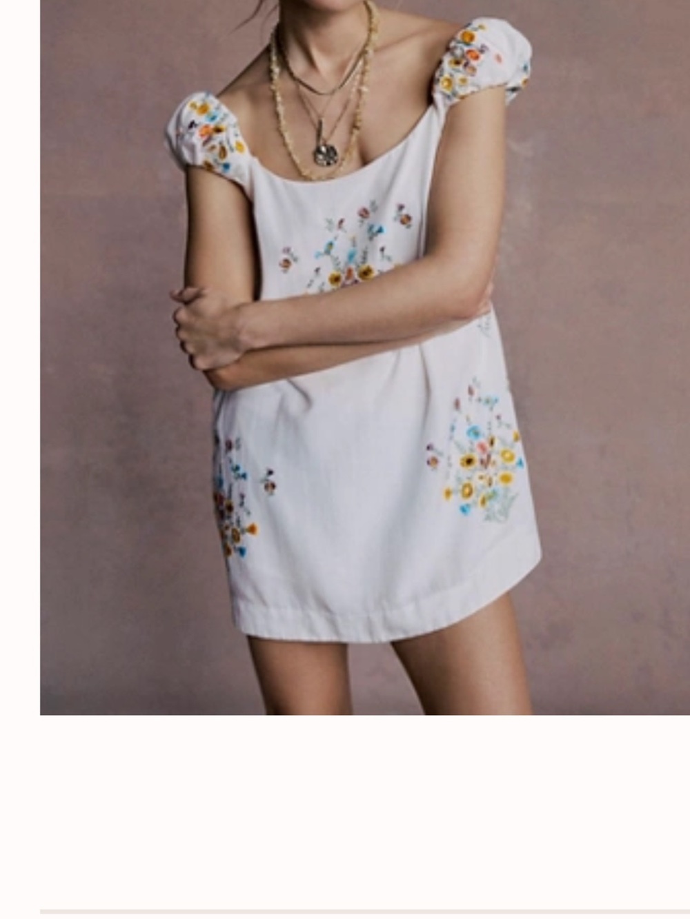 Free People White Floral Mini Dress